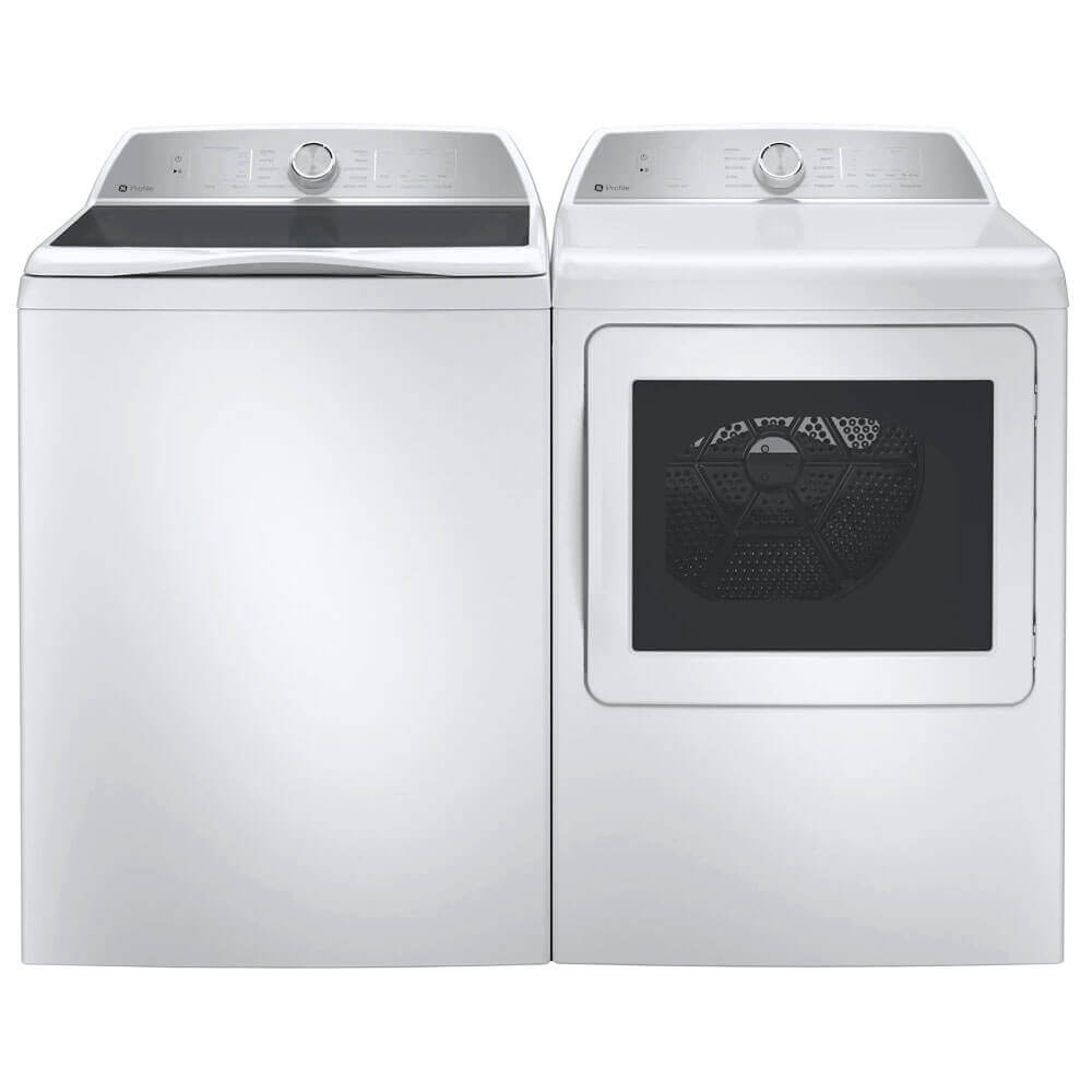 GE Profile Top Load Washer & Gas Dryer Laundry Pair in White